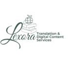 Lexora Translation logo – global book icon representing creative, digital, and multilingual services.